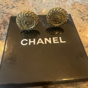 CHANEL Gold Medallion Earrings